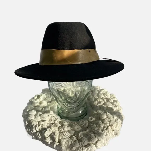 Black Wool Rustic Rancher with Leather Band - Picture 1 of 8